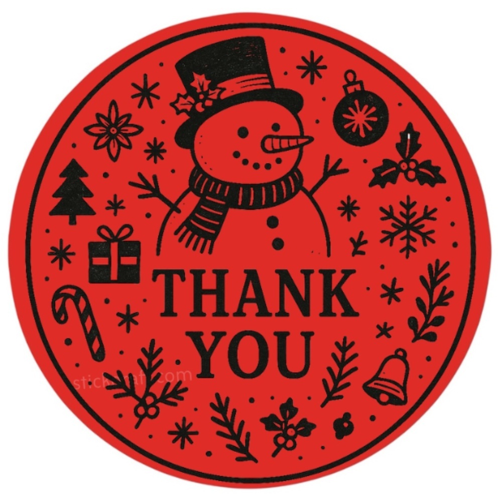 Christmas Gift Packaging Stickers – Snowman Holographic Thank You - Picture 6 of 6